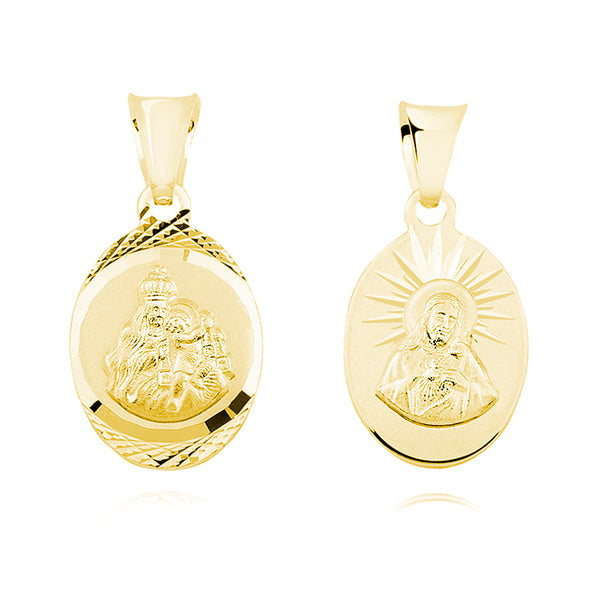 Medalik na Pierwszą Komunię Świętą Matka Boska Szkaplerzna / Jezus - dwustronny