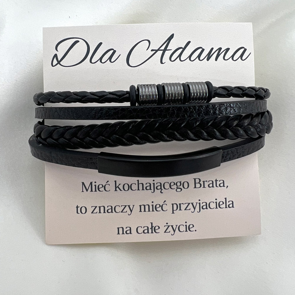 Bransoletka Dla Brata // Czarna Skóra