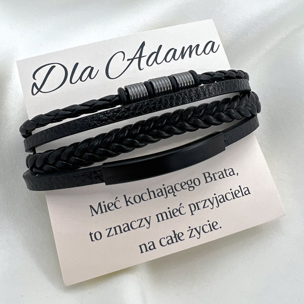 Bransoletka Dla Brata // Czarna Skóra
